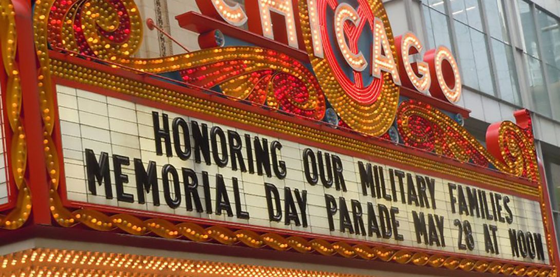 Chicago Theater marquee - Memorial Day Parade