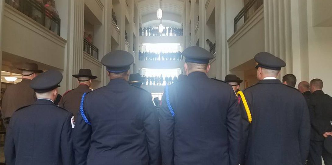 Honor guard members at a memorial